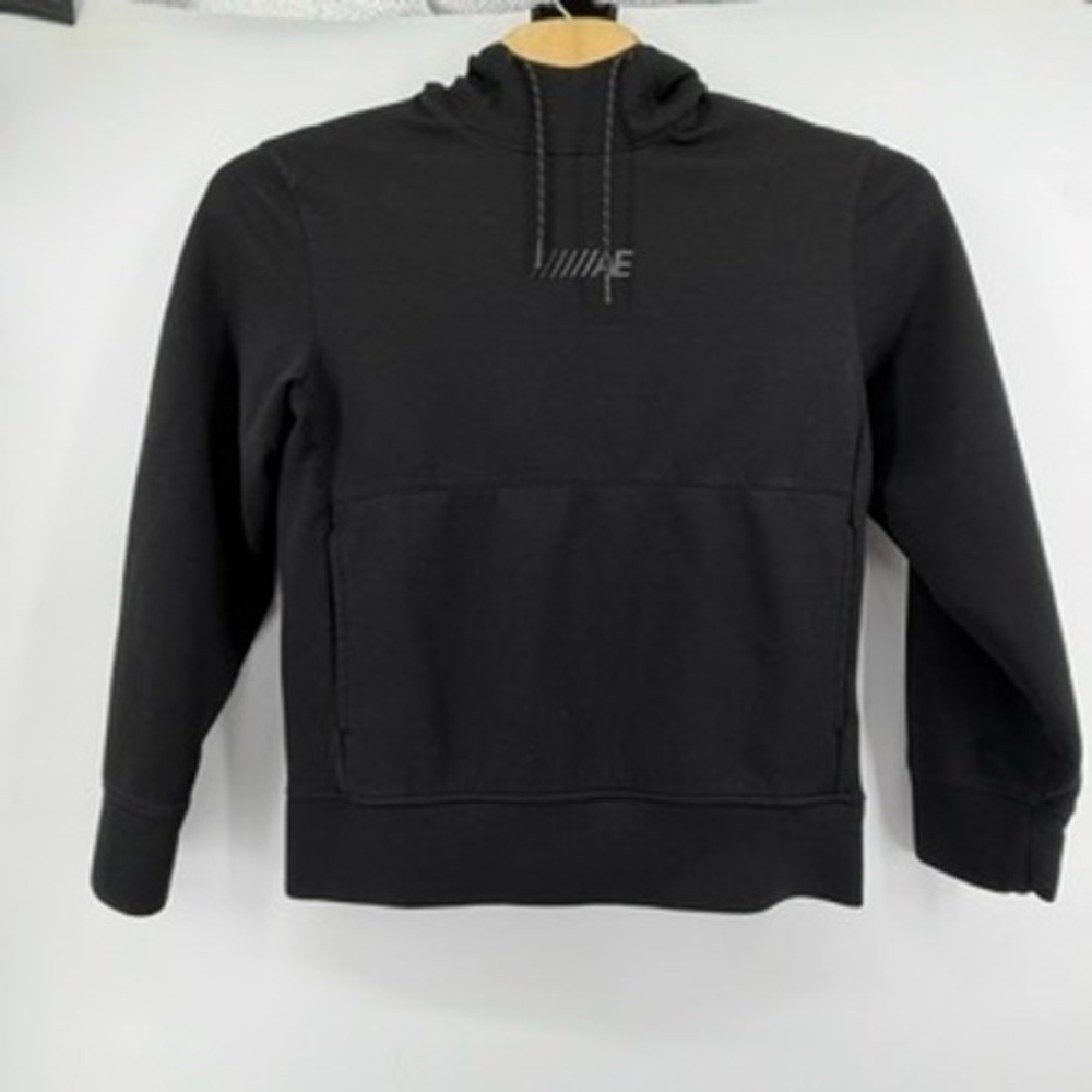 American Eagle Mens Black Activewear Pullover Hoodie Sweatshirt Size M Logo